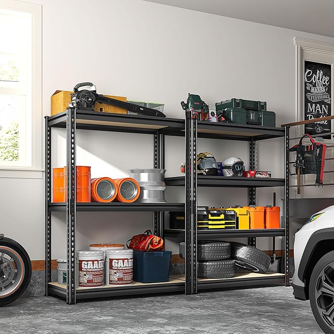 REIBII Storage Shelves Adjustable Metal Shelving 1600LBS Garage Shelves Industrial Metal Shelves 4 T ier Garage Shelving for Warehouse Basement Kitchen Pantry Closet, 11.8" D x 23.6" W x 56.7" H