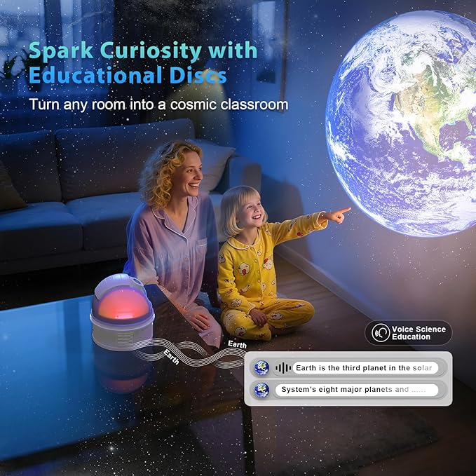 Planetarium Star Projector for Bedroom Decor with Bluetooth Speaker, 12 in 1 Galaxy Projector for Kids Adults Space Galaxy Lamp, 12 Planet Milky Way Discs, 8 White Noises, 8 Colors Night Light, Timer