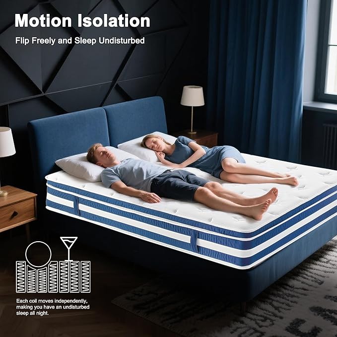 TwinXL Mattress, Hybrid Memory Foam 12 Inch Mattress in a Box Springs Mattresses with Fiberglass Free Gel Memory Foam for Breathable & Pressure Relief, Motion Isolation, Strong Edge Support