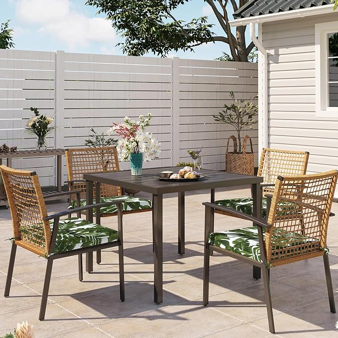 Set of 2 Outdoor Square Chair Cushions 18.5"x16"x2" for Patio, Water Resistant Patio Dining Seat Pads Replacement for Kitchen Garden and Outdoor Furniture Decoration - Palm Green