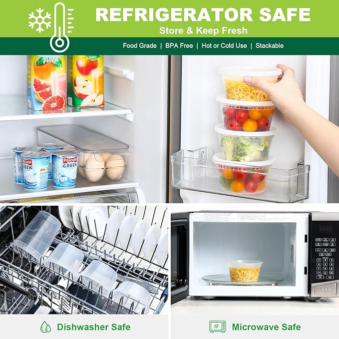 AOZITA 32 Sets 12 oz Plastic Deli Food Containers With Lids, Airtight Food Storage Containers, Freezer/Dishwasher/Microwave Safe, Soup Containers For Takeout Meal Prep Storage