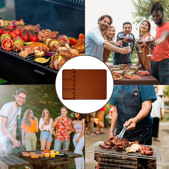 Silicone Griddle Tools Mat for Blackstone,Grill BBQ Caddy Utensils Holder for Kitchen,Cooking & Countertop,Large Spatula Mat with Drip Pad,Griddle Accessories for Blackstone (brown-2)