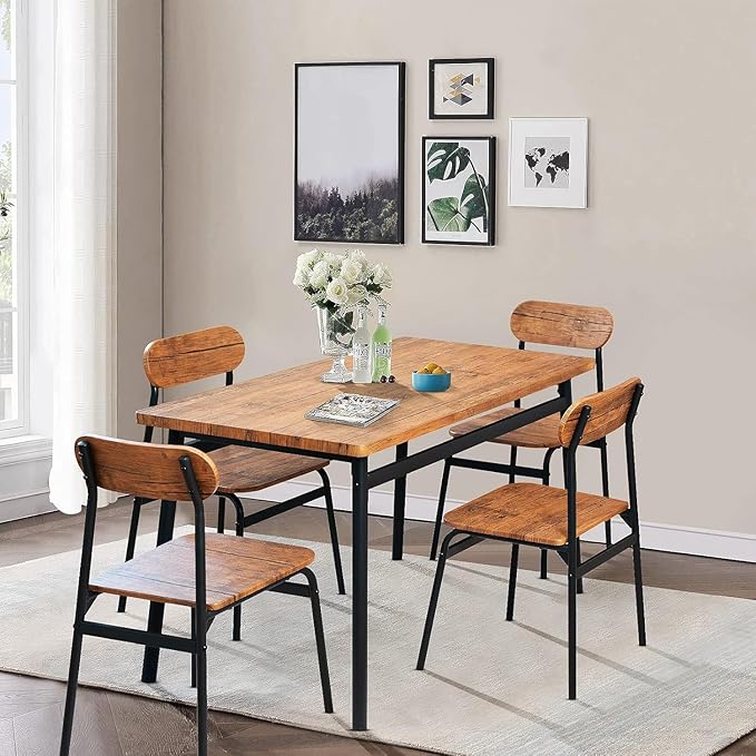Hooseng Dining Room Table Set Dinner Table Set for 4 Breakfast Table Set for 4, Suitable Kitchen, Living Room, Breakfast, Small Spaces (1, Oval)