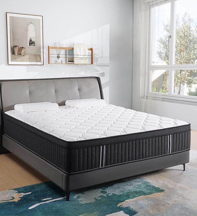 Full Size Mattress,10 Inch Hybrid Full Mattress in a Box with Memory Foam & Individual Pocket Spring for Edge Support,Pressure Relief,Medium Firm.