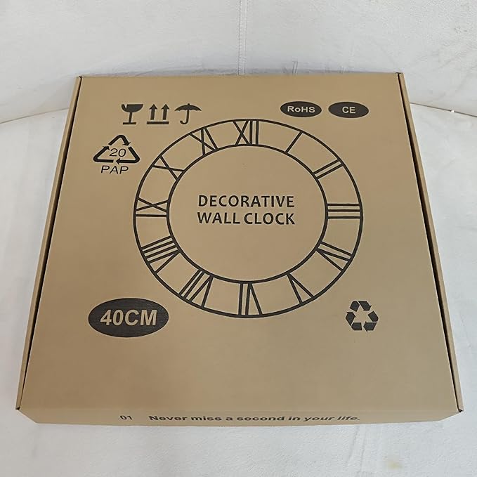 Maxstar Wall Clock Battery Operated,Silent Non-Ticking Modern Rustic Metal Round Clocks Small for Living Room/Bedroom/Office/Kitchen/Farmhouse Home Decor-16 Inch(Brown-Wood)