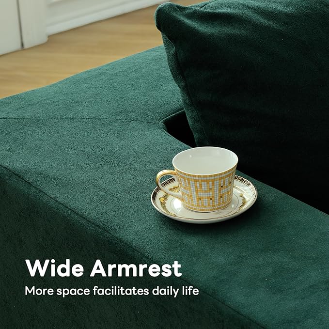 Vamcheer Modular Sectional Sofa - Modern L Shaped Boneless Couch with Deep Seat, Upholstered Sectional Couches for Living Room, Bedroom, Office, No Assembly Required, Green