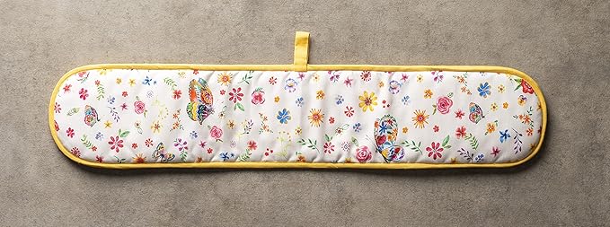 Maison d' Hermine Double Oven Mitts 100% Cotton 7"x35" Double Oven Mitt Heat Resistant BBQ Cooking Gloves with Loop, Baking, Grilling, Kitchen, Handling Hot Pans Spring Summer (Happy Florals - Sweety)