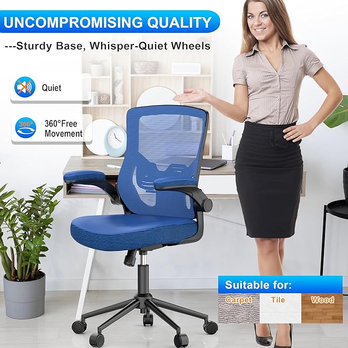 Office Chair, High Back Desk Chair Adjustable Height and Ergonomic Design Home Office Computer Chair Executive Lumbar Support Padded Flip-up Armrest Swivel Task Chair