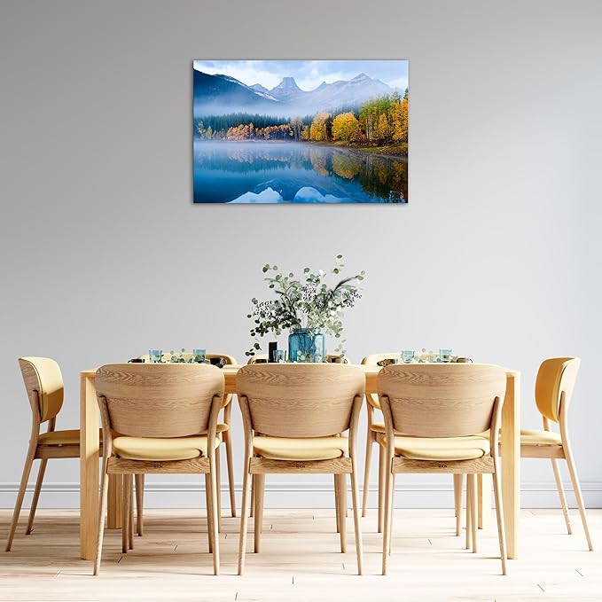 SKASNFAI Lake Canvas Wall Art National Park Forest Mountains Painting Artwork Nature Prints Poster Framed for Living Room Bedroom (20x30 inch)