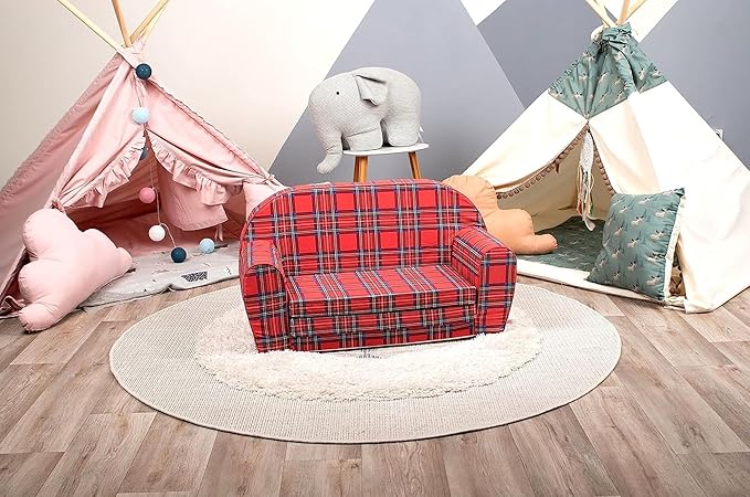 Delsit Kids Couch for Toddlers - 2 in 1 Convertible Foam Sofa to Lounger, Comfy Flip Out Lounge Chair for Children, Made in Europe