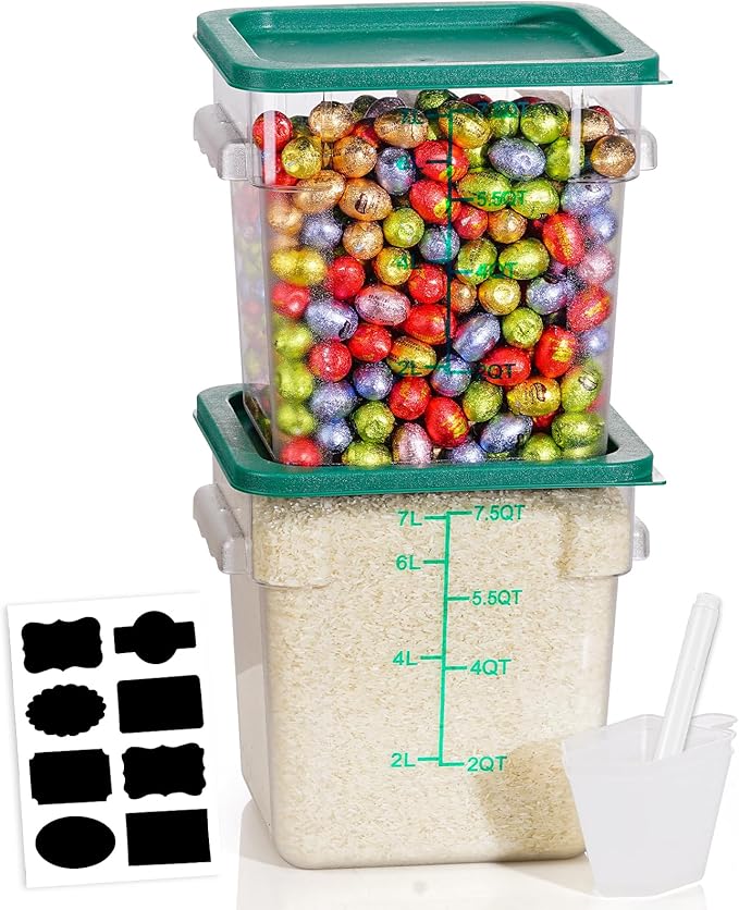 8QT Clear Food Storage Containers: 2 PCS[Food Grade][Hot&Cold Resistant] NSF Food Storage Containers with Lids for Home Restaurant Kitchen Storage Pizza Proof Dough, BPA Free(GREEN N1)