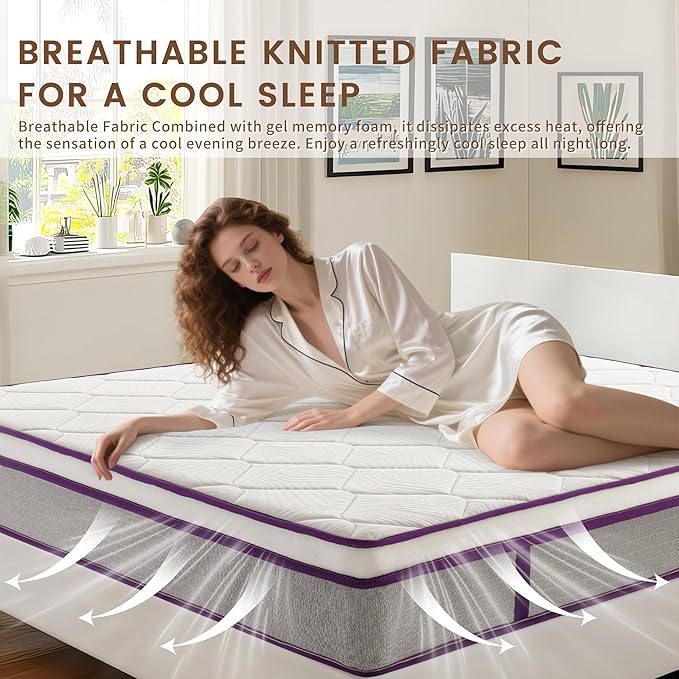 10 Inch Full Size Mattress,Hybrid Full Mattress in a Box, Cool Gel Memory Foam Mattress for Pressure Relieving,Medium Firm Feel,CertiPUR-US Certified