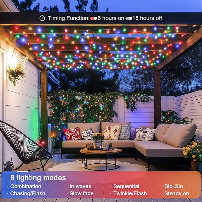 JMEXSUSS 132ft 400 LED Christmas Lights Indoor Outdoor Waterproof, 8 Modes Multicolor Christmas Tree Lights Plug in with Remote, Twinkle String Light for Bedroom Party Tree Christmas Decor