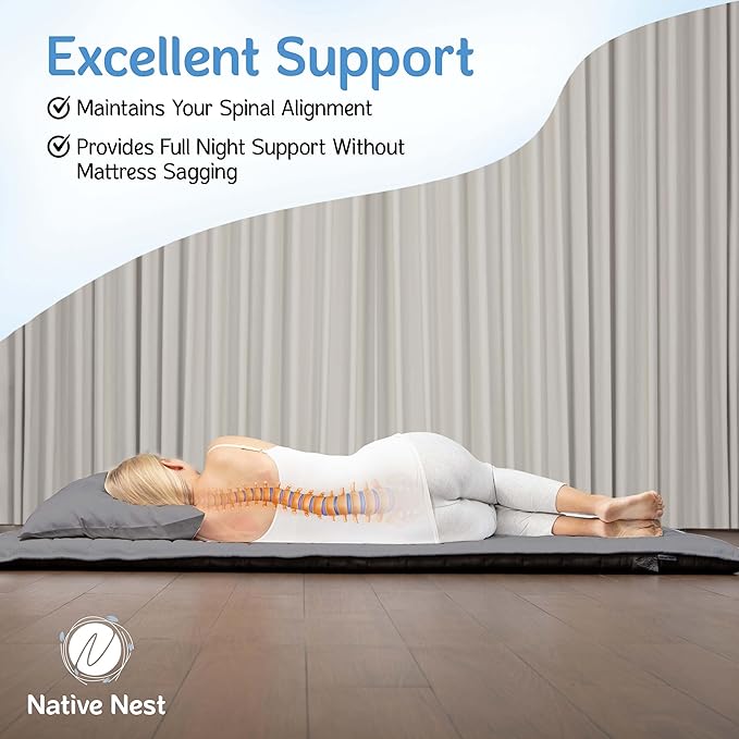 Japanese Futon Floor Mattress - Medium Firm Futon Mattress for Sleeping - Shikibuton - Foldable and Portable Japanese Bed (Grey, Queen)