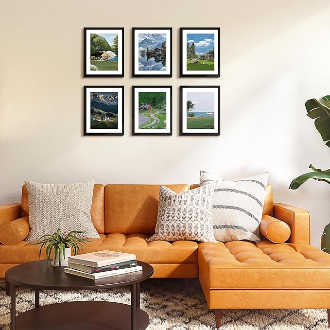 FIXSMITH 8.5x11 Picture Frame Bulk-6 Pack, Photo Frame with HD Plexiglass, Display Pictures 6x8 with Mat or 8.5x11 Without Mat, Black Picture Frames Collage Wall Decor, Gallery Wall Frame