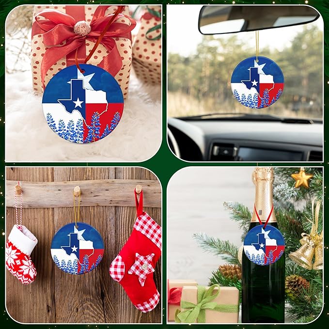 FLAGWIX Christmas Texas Gifts for Women Men - Ceramic Ornaments 2025 for Tree Decorations - Texas Christmas Ornament Gifts for Men Women, State Ornaments for Tree, Birthday Gift for Mom Dad Friends