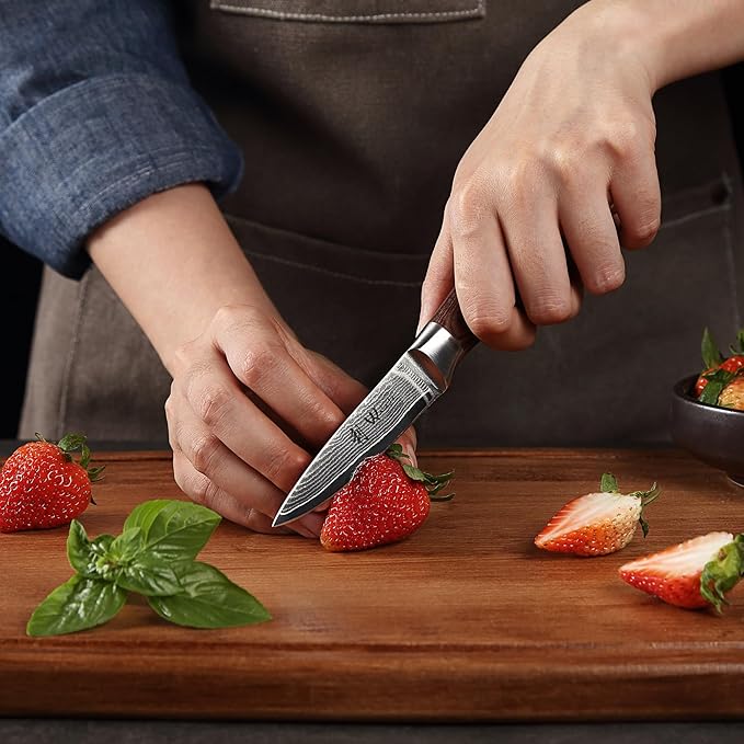 Wakoli Office Knife 3.2-inch Damascus Chef Knife - 67-Layer VG10 Core Steel, Razor Sharp with Pakkawood Handle, for Cooking & Slicing - Gift Box (EDIB)