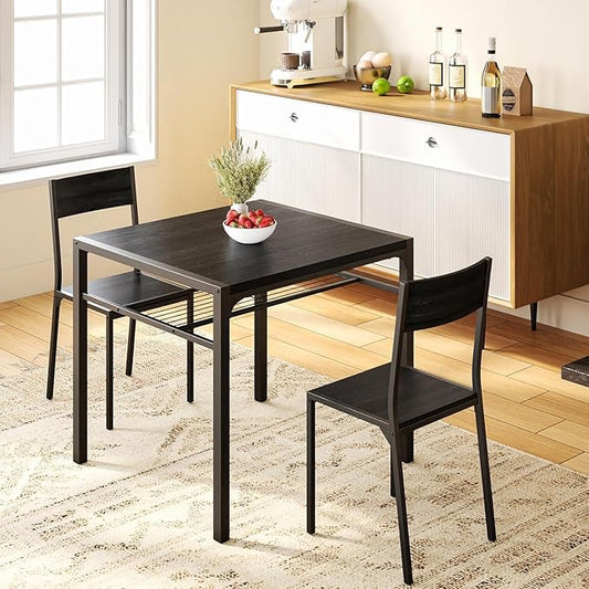 Gizoon Dining Table Set for 2, 3 Piece Kitchen Table with 2 Chairs for Small Space, Apartment, Kitchen, Dining Room, Space-Saving