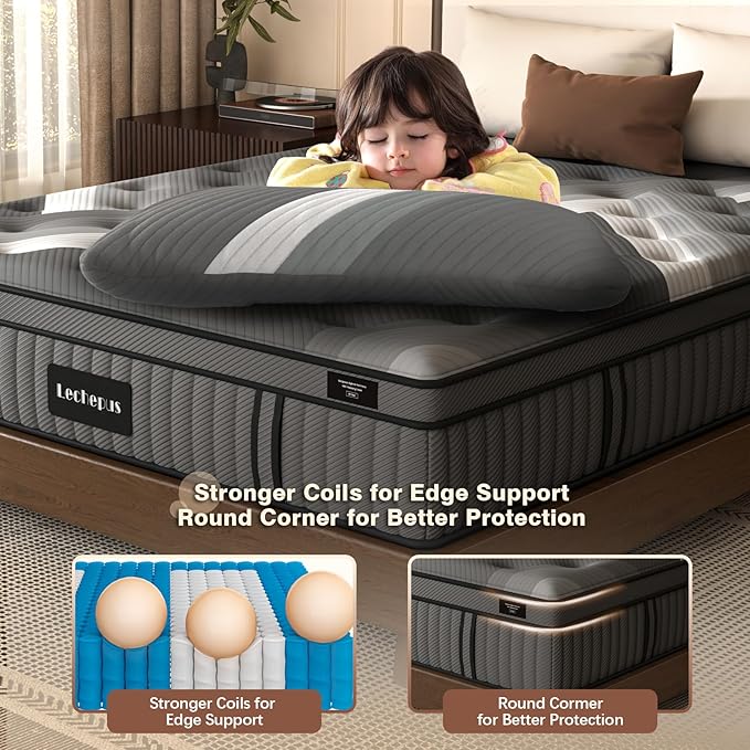 Twin Mattress,Lechepus 12Inch Soft Memory Foam Hybrid Mattress in box,Plush Feel Twin Size with Supportive Pocket Coil for Back Pain Relief,Motion Isolation, None of Fiberglass,360 Trail