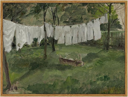 InSimSea Framed Wall Art for Living Room Vintage Laundry Room Art Print Antique Oil Painting Country Landscape Vintage Wall Art Canvas for Bathroom Bedroom OfficeGallery 12x16in