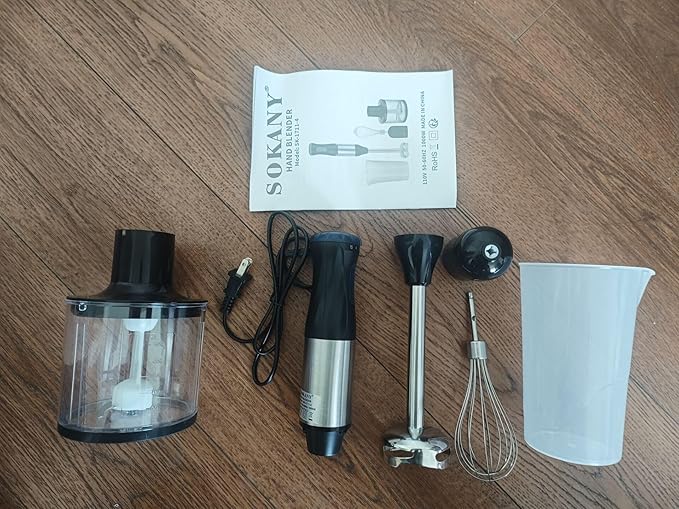 4-in-1 Electric Blender, Hand Beater 700ML Capacity, Meat Grinder 500ML Capacity, Stainless Steel