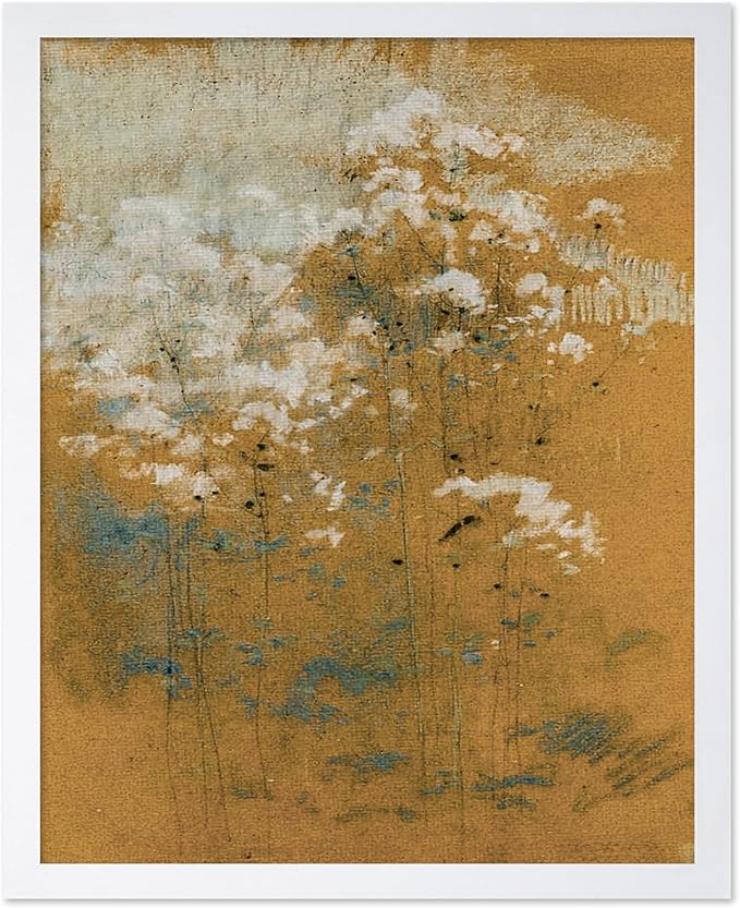 Poster Master Vintage Wild Flowers Poster - Retro Tonal Botanical Painting Print - Abstract Art - Floral Art - Farmhouse Art - Aesthetic Flower Shop or Living Room Wall Decor, 11x14 White Framed