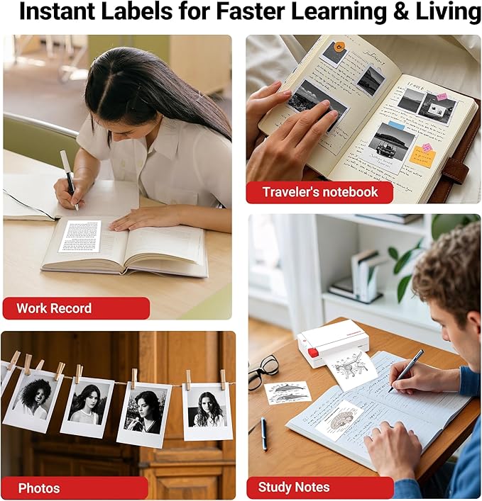ORGBRO Mini Sticker Printer Machine, X3 Portable Thermal Sticker Maker with 3-Inch Stickers, Print Pod, Bluetooth Inkless Printer for Smartphones, Impresora Portátil for Notes, Journal, DIY, Kids Gift