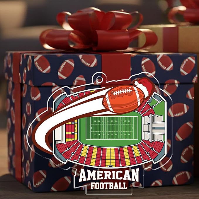 Football Christmas Ornaments 2025 - Acrylic Football Ornaments for Christmas Tree - Sports Themed Hanging Decor for Friends, Sport Player, Coaches, Teammates, Fans -Tree Decor Keepsake for Enthusiast