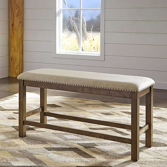 Signature Design by Ashley Morriville Counter Height Upholstered Dining Room Bench, Brown
