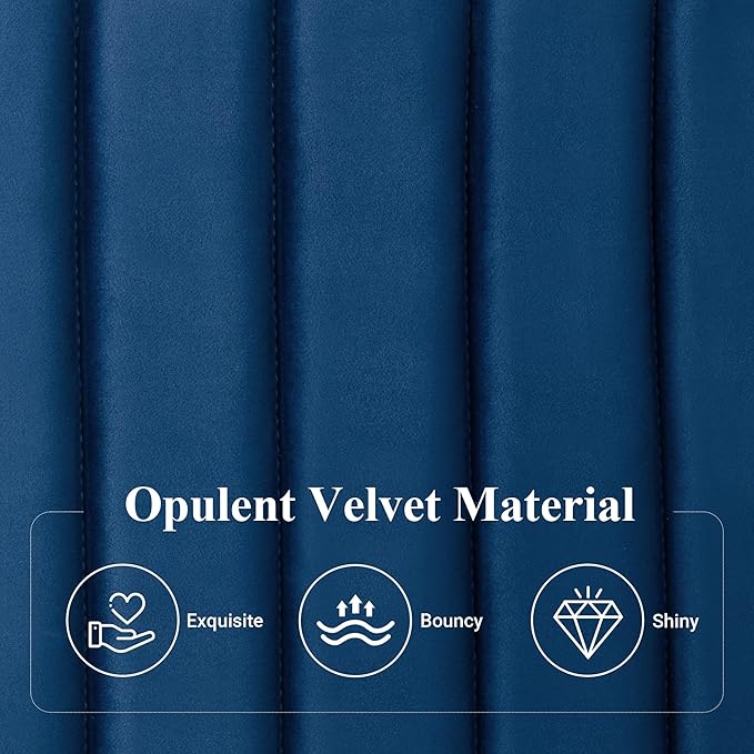 Allewie King Bed Frame, Velvet Upholstered Platform Bed with Adjustable Vertical Channel Tufted Headboard, Mattress Foundation with Strong Wooden Slats, Box Spring Optional, Easy Assembly, Navy Blue