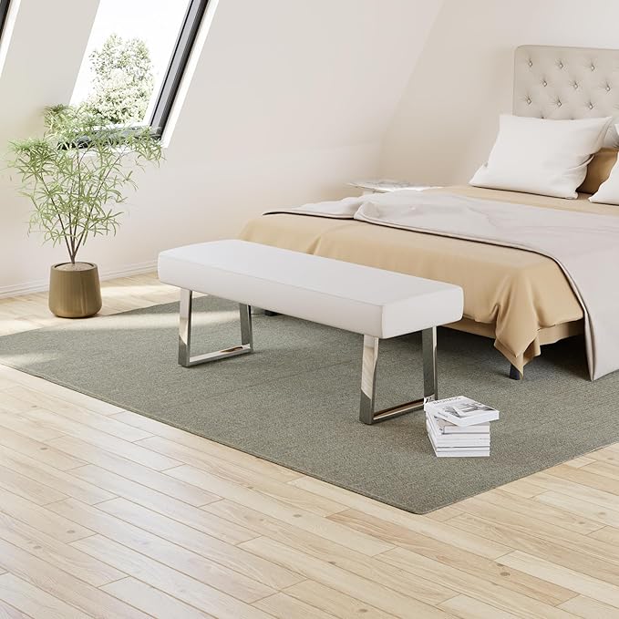 jiexi Bedroom Bench Bed end upholstered Bench Indoor Corner Small Bench, with Metal Legs, for entryway Dining Room Kitchen and Living Room, Plant Bench, Footstool