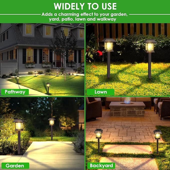 Solar Pathway Lights Outdoor, 12 Pack Upgraded LED Waterproof Solar Lights Outdoor, Landscape Lighting for Outside Driveway Garden Walkway Path Yard Lawn Décor, Warm White