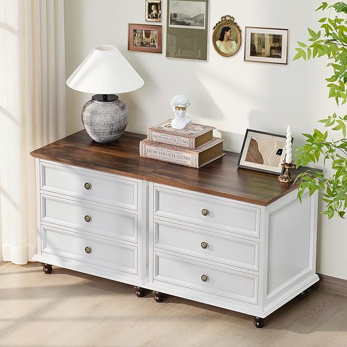 24" Wide Farmhouse Night Stand,Large End Table with 3 Drawers & Metal Handle,Wood Dresser for Bedroom, White Bed Side Table Chest of Drawers Cabinet,Nightstand for Living Room,Closet