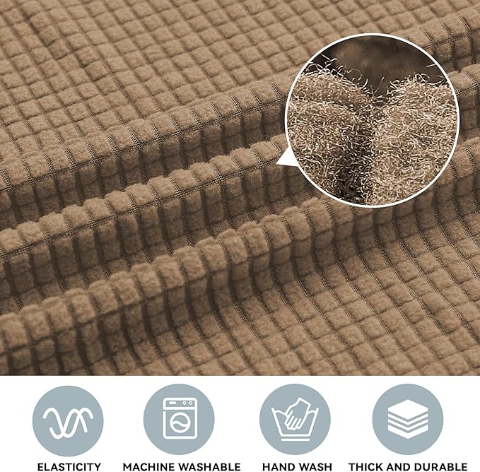 LURKA Stretch Oversized Sofa Slipcovers 1 Piece Couch Covers for 3 Cushion Couch Sofa Furniture Protector Full Sofa Covers with Elastic Bottom for Kids and Pet (Camel, X-Large)