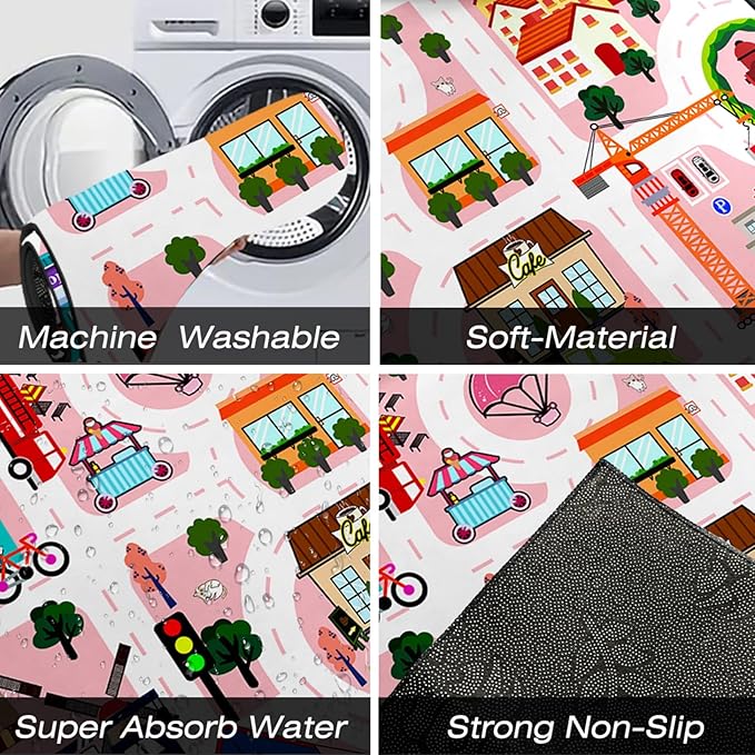 Car Rugs for Kids Toy - Car Track Carpet for Boys Road Rug for Bedroom Road Map Carpet for Kids Toy Play Mat Farm, 4. 5x6 Feet