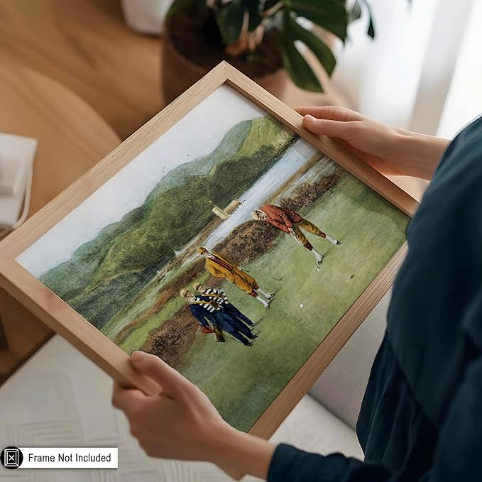 Poster Master Golf Course Print - The Putting Green Painting Poster - Golf & River Art - Landscape Wall Design - Sports Art - Great Office or Living Room Wall Decor - 24x32 Unframed Wall Art