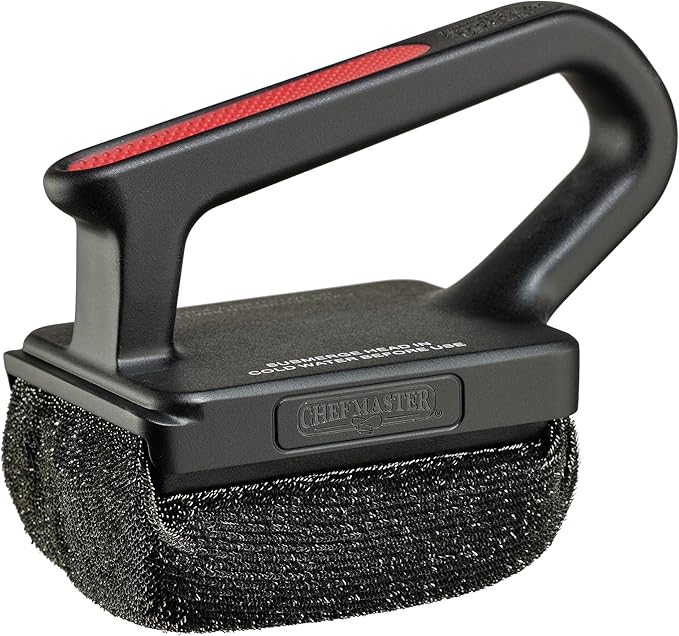 Chef Master Grill Brush Bristle Free Powered by ScrubDaddy, Steam Clean Grill Brush for Blackstone Grill, Flat Top Griddle & Skillet, Porcelain, Weber Gas, Charcoal Grill for Diner & Restaurant -90016