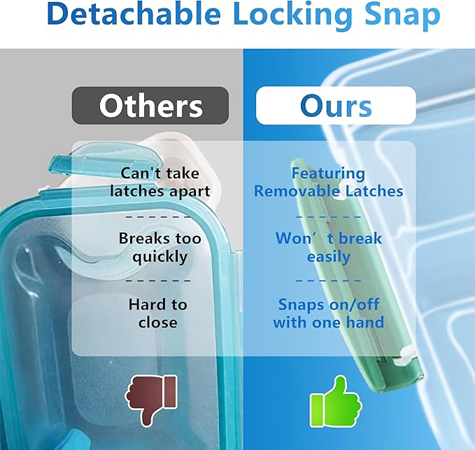 Finorder 3 Pack Food Storage Containers | 11.8 oz BPA Free Plastic Meal Prep Containers with Dividers | Microwave & Dishwasher Safe Sandwich Boxes | Stackable Lunch Containers (11.8 oz Each)