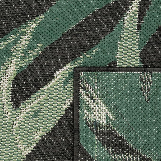 Paco Home Tropical Outdoor Rug Palm Tree & Jungle Design Flatweave in Black Green, Size: 7'10" x 11'2"