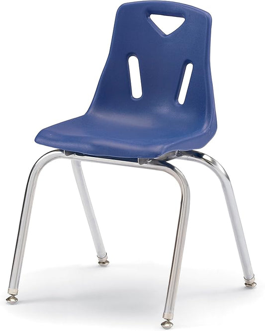 Berries 8148JC1003 Stacking Chair with Chrome-Plated Legs, 18" Height, Blue