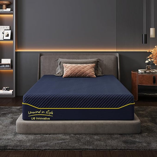 DlandHome 14Inch Full Memory Foam Mattress for Back Pain,Cooling Copper Gel Bed in a Box,CertiPUR-US Certified, Therapeutic Medium Firm, 53x74x14 Blue