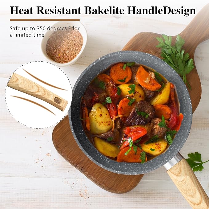 DishDelight 17 Piece Pots and Pans Set Non Stick, Granite Nonstick Cookware Set, Induction Cookware and Bakeware Set, Nonstick Kitchen Cookware Set, Gray