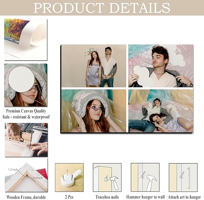 MAZUKO Personalized Custom Canvas Prints - Photo On Canvas Picture Gifts Photo Prints Canvas Personalized Wall Art Ideal for Home Decor (S2)