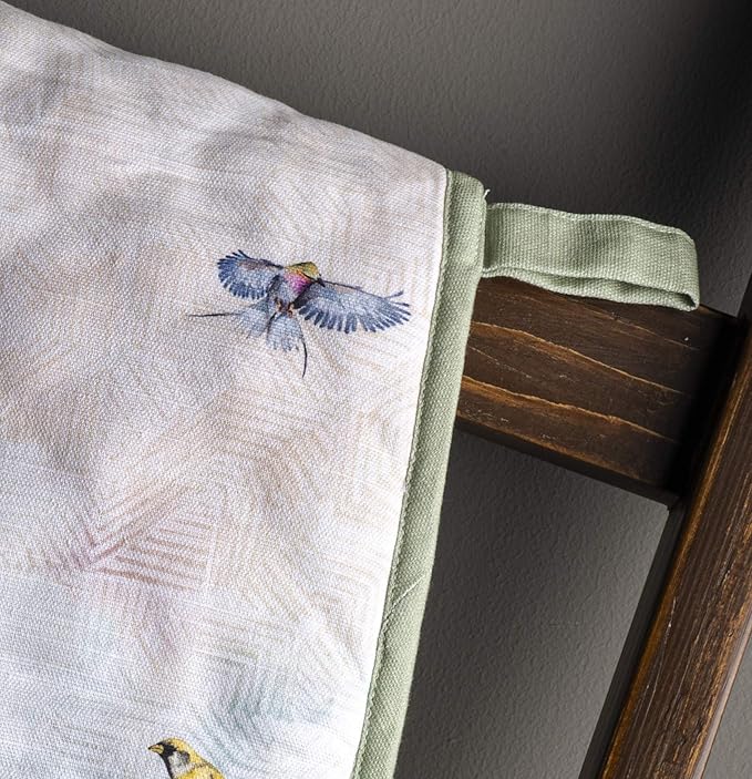 Maison d' Hermine Double Oven Mitts 100% Cotton 7"x35" Double Oven Mitt Heat Resistant BBQ Cooking Gloves with Loop, Baking, Grilling, Home, Kitchen, Handling Hot Pans Spring Summer (Flying Birds)