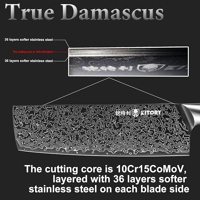 73 Layers Damascus Nakiri Knife 7.5", 10Cr15CoMoV HC Super-Steel cutting core, Japanese Style Usuba Kitchen Knife, Full Tang Sandalwood Handle, w/t gift box