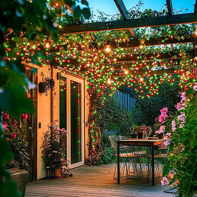 JMEXSUSS 200 LED Red and Green Halloween Lights Outdoor, 66ft Christmas String Lights Indoor Clear Wire Plug in for Bedroom Party Christmas Tree Halloween Decorations