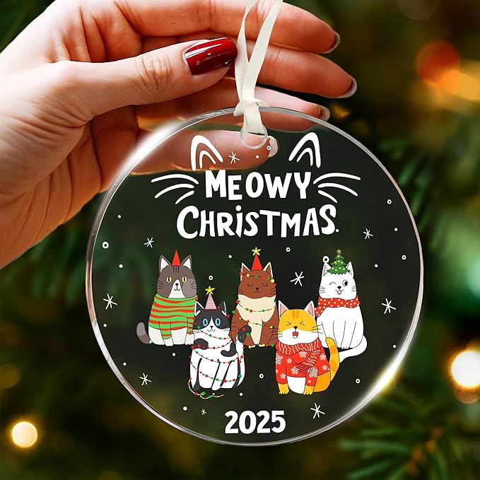 Cat Ornament - Christmas Tree Decorations for Cat Lovers, 2025 Kitty Christmas Ornaments, Unique cat Ornaments for a Festive Celebration, Ideal for Adding Feline Fun to Your Holiday Decor