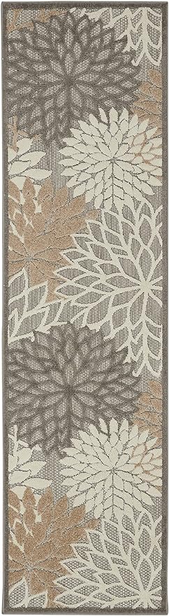 Nourison Aloha Indoor/Outdoor Area Rug 2'3" x 10', Natural, Runner Tropical Botanical Easy-Cleaning Non Shedding Bed Room Living Room Dining Room Deck Backyard Patio