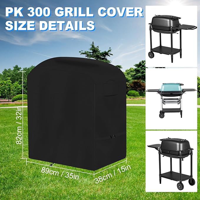 PK 300 Grill Cover,Heavy Duty 600D Oxford Covers for PK300 Grill and BBQ Smoker, Waterproof Dustproof UV Resistant Anti-Fading,Black, 35 * 15 * 32in