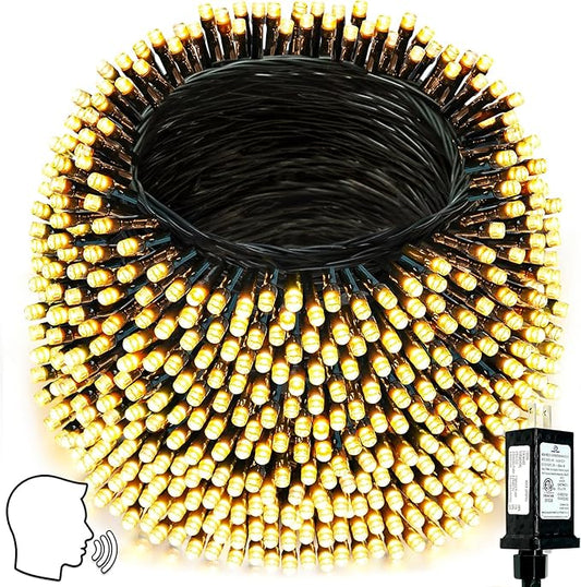 Voice Controlled Smart Christmas Lights Outdoor, 274ft 800 LED Twinkle String Lights with 7 Voice Commands, 12 Modes & Timer, Waterproof Christmas Tree Lights for Party Garden (Warm White)
